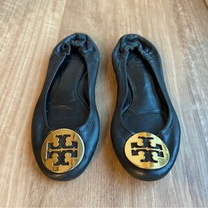 Tory Burch Black Leather Ballet Flats Size 5.5
